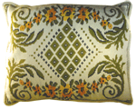 Cushion cover with flowers and ornament, сross-stitch